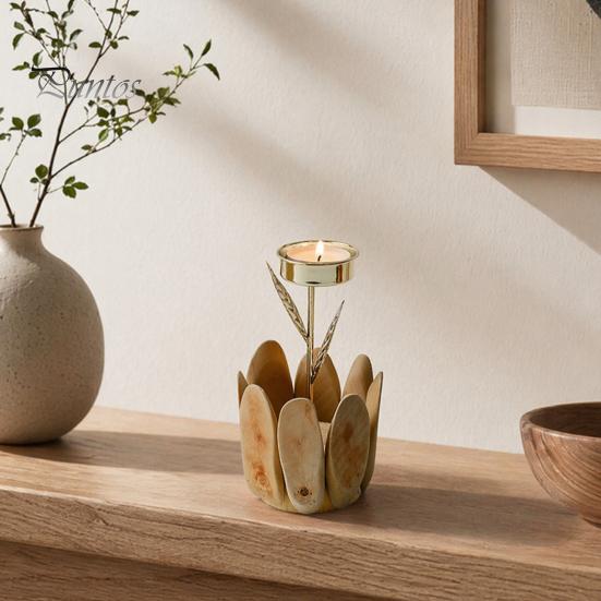 Natural Wood Candle Holder Wooden Glass Holder, Rustic Driftwood Ornament, Farmhouse Eco-friendly Tabletop Decor for Living Room Bedroom Office