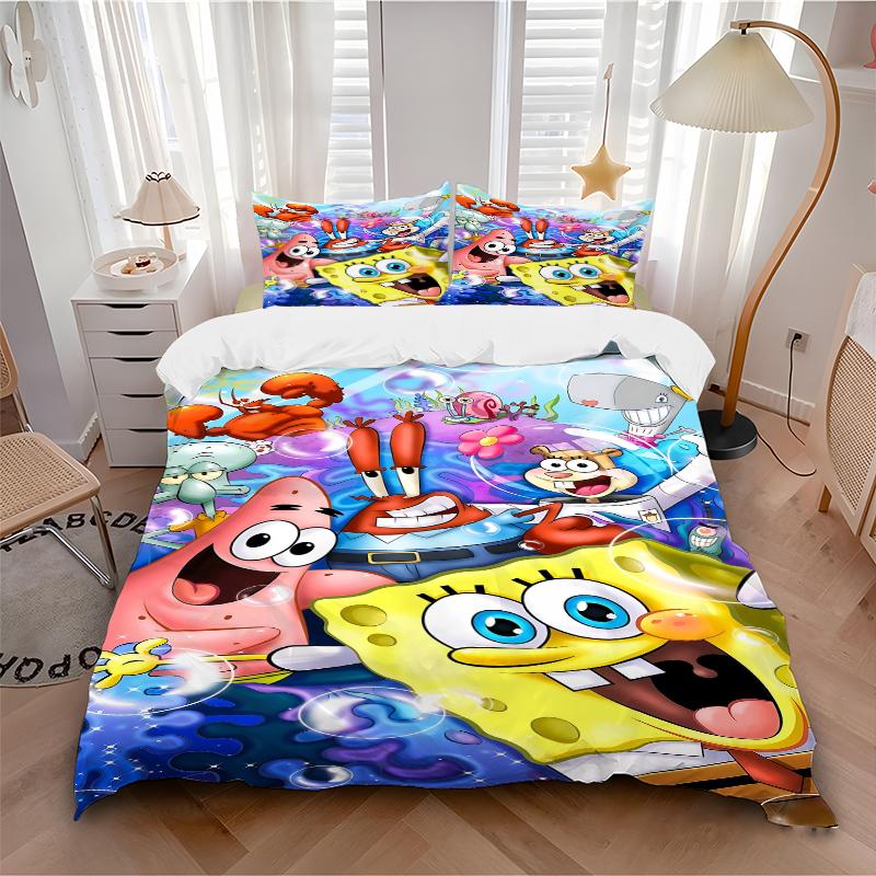 3Pcs Spongebob'S Underwater Adventure Bedding Sets For All Sizes New 3D Printed Bed Cover Comforter Duvet Cover Pillowcase Bedroom Decoration