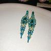 Silver needle with diamonds hollow water drop fringed earrings retro court style elegant earrings light luxury high-end earrings
