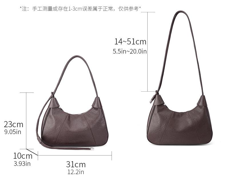 Vintage Soft Cowhide Leather Hobo Bag Women, Retro Crescent Underarm Shoulder Bag, Adjustable Strap Casual Daily Handbag
