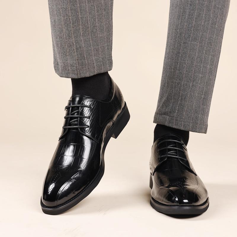 New Men's Business Dress Leather Shoes Leather High-end Brock Shoes British Style Wedding Men's Shoes First Layer Cowhide Shoes