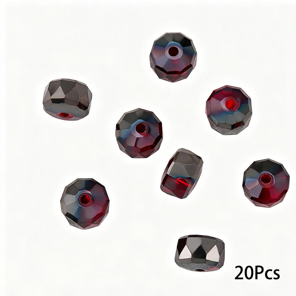20Pcs Glass Beads High Transparent Colored Cut Glass Crystal Spacer Beads For DIY Jewelry Making Accessories