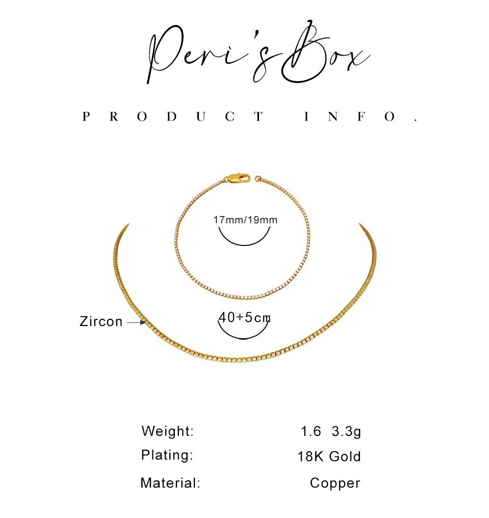 Peri'sBox 1mm Cubic Zirconia Chain Necklace Dainty Super Thin Tennis Choker Necklaces Jewelry for Women Donna Collane Hot