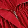 Women's Red Ruched Jacket 2026 Autumn Stand Collar Zip Front Drawstring Hem Long Sleeve Cropped Windbreaker Streetwear Casual Outerwear for Women