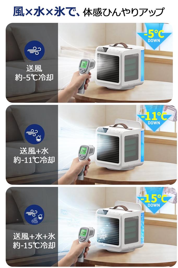 Desktop Air Cooler New Development Automatic Oscillation 10000mAh High USB Rechargeable LED LCD Airflow 600ML Large Capacity Ice Air Spot