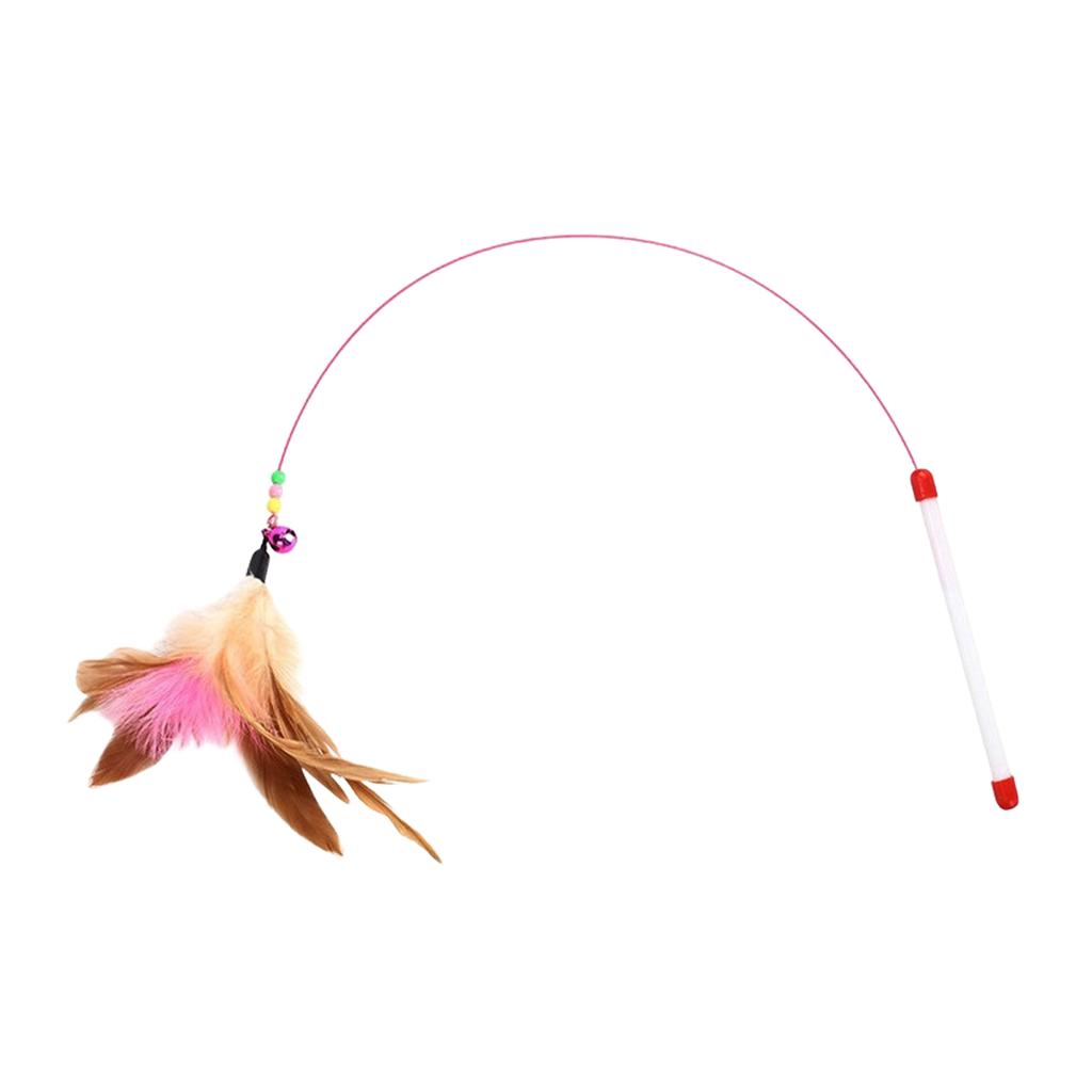 Durable Chew Proof Cat Toy with Bell Feather Wand Flexible Steel Rod Interactive Kitten Play Teaser for Indoor Entertainment