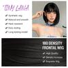 Bob Black Synthetic Wig with Bangs for Women Afro Short Dark Straight Wigs Cosplay Halloween Natural Hair Lolita Heat Resistant
