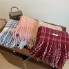 Order spinning yarn with 20 wool blend designer red plaid scarf women's winter soft scarf