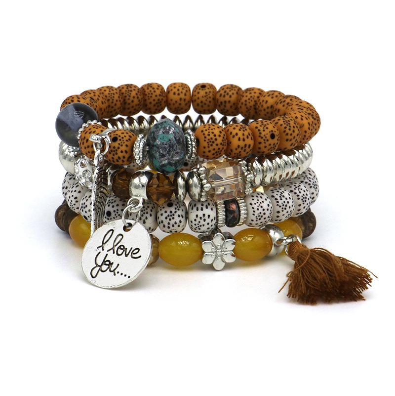 Nepal Multi-Layer Beaded Bracelet Handmade Bracelet Crystal Letter Love Character Jewelry