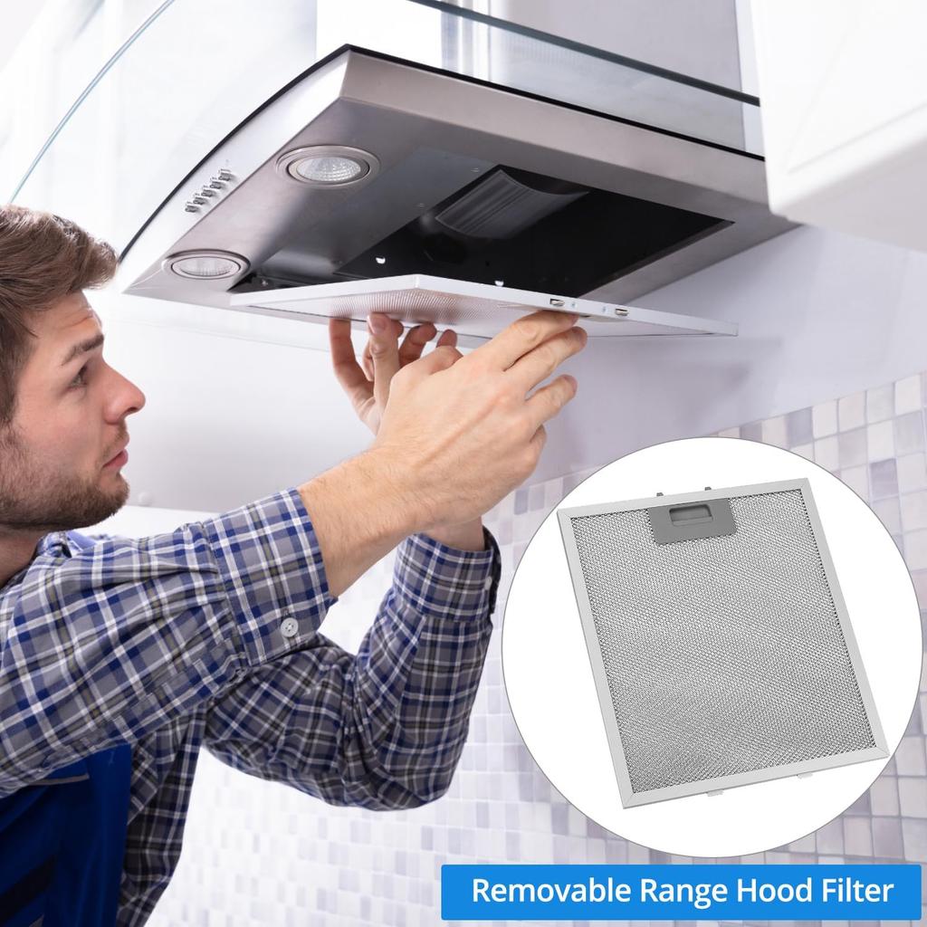 Confezione da 2 Filtri Metallici a Rete Universali per Cappa da Cucina 305 x 267mm, Filtri in Alluminio a 5 Strati per Cappa Aspirante