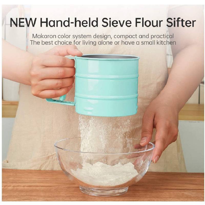 Stainless Steel Mesh Flour Sieve With Adjustable Handle For Home Baking And Food Preparation