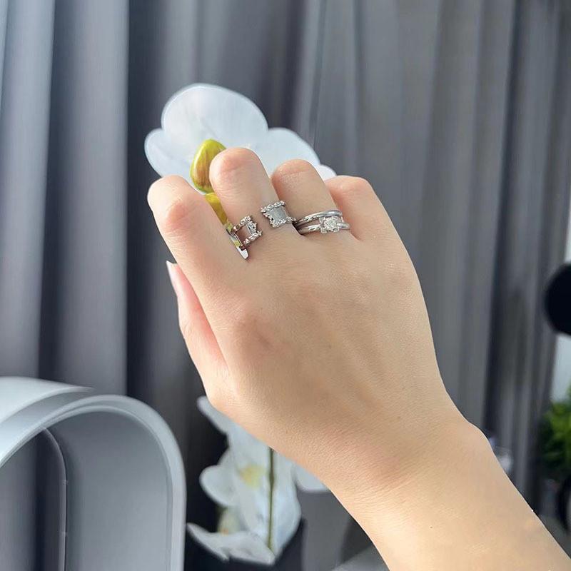Korean Minimalist Geometric Adjustable Open Ring For Women Stylish High End Fashion Jewelry