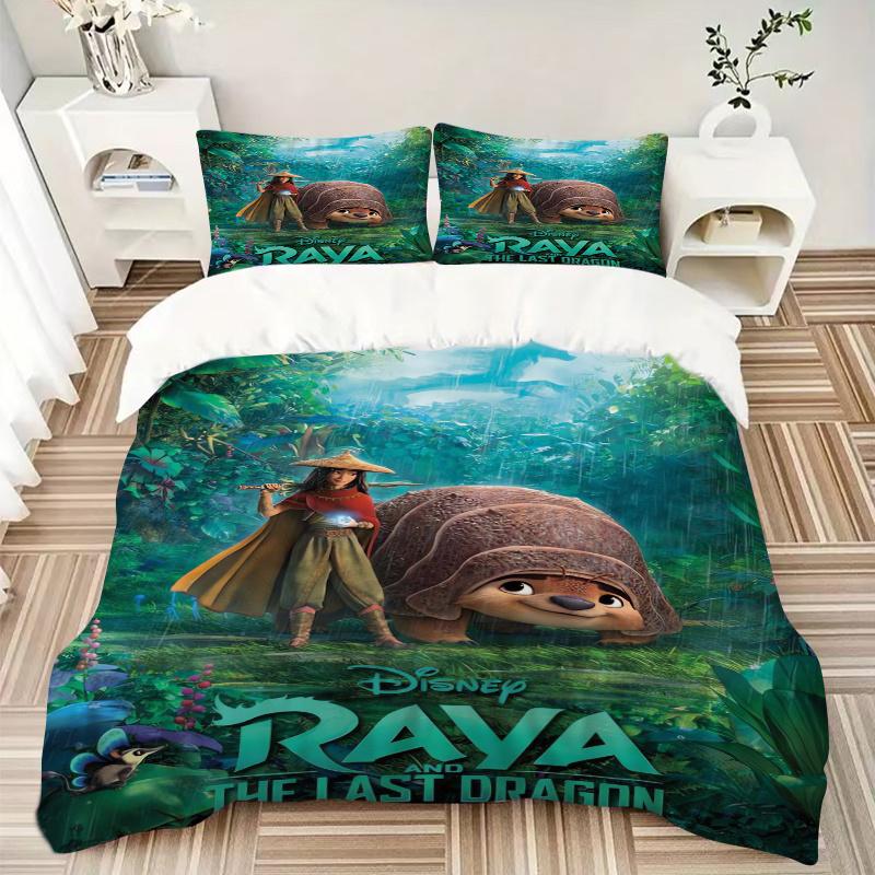3pcs Raya & Tuk Tuk Raya and The Last Dragon Quilt Cover Set, Soft and Cozy Bedroom, Guest Room and Dorm Decorative Bedding 3-Piece Set 1 Qu
