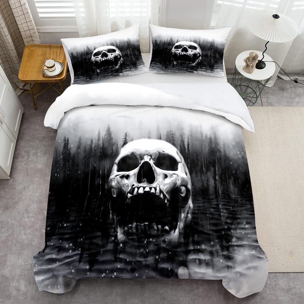 Black Forest Skull Pattern 3D Printed Quilt Cover Home Textiles Soft Duvet Cover Pillowcases Modern Art Gothic Style Bedding Set