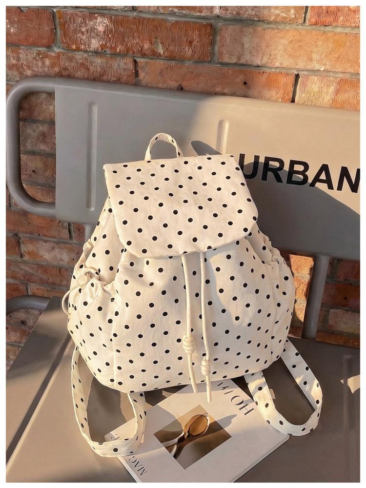 Sac à dos Grande capacité Pois Toile de nylon Sac à dos pour femme 1011 Nouveau Tendance Haut de gamme Quotidien Trajet Polyvalent Sac à dos