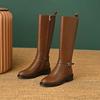Krazing Pot Piele de vaca Pantofi Toamna Iarna Toc Mediu Gros Marime 45 Marime 44 Piele Incrucisata Femei Mentine Caldura Cizme inalte pe coapsa
