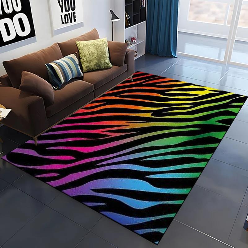 Zebra Stripes Area Rug Animal Skin Print Doormat African Wildlife Animal Carpet for Bedroom Playroom Living Room Soft Floor Mat