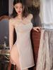 Sexy Women High Cut Halter Backless Micro Mini Dress Stripe Bandage Club Dance Wear Hollow Out Ol Step Dress Club Wear