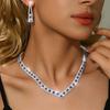 Jewelry Full Diamond Silver Bridal Necklace Earrings Set Wedding Dress Dress Set Chain Popular Jewelry Accessories