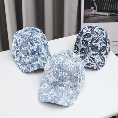 Hat Girl Spring Summer Star Glitter Rhinestone Silk Baseball Cap Fashionable Sun Protection and Sunshade Duckbill Cap