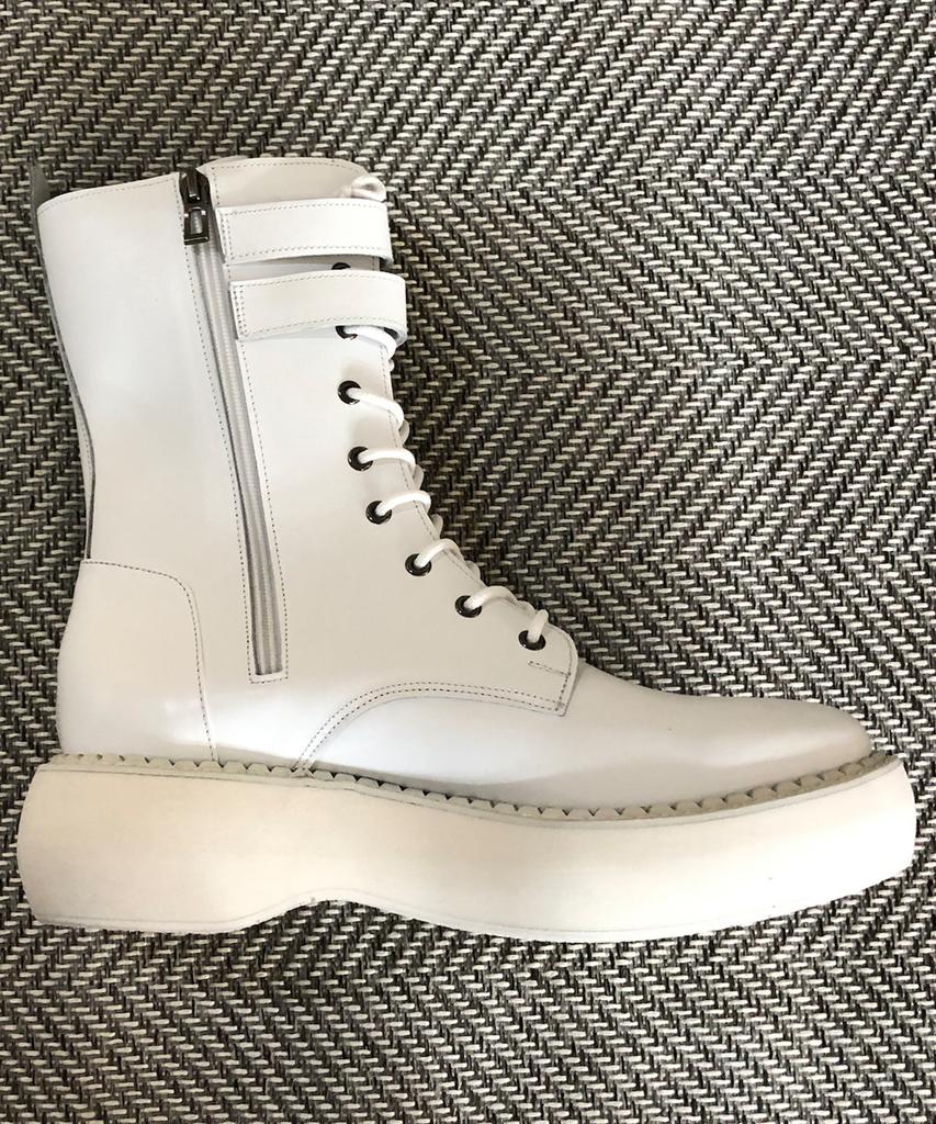 Joenshoe Magnum 2-Buckle Oversized Worker Boots White