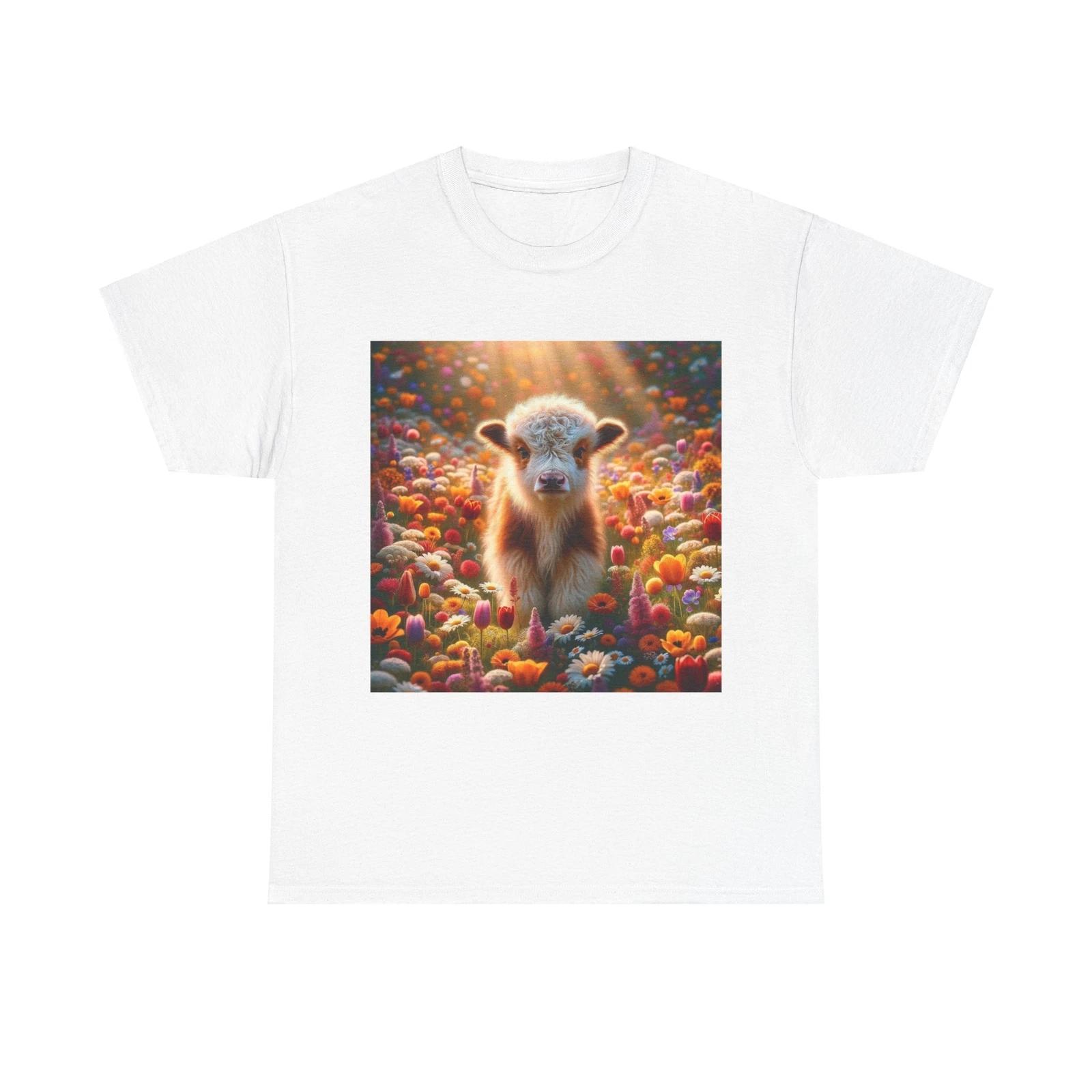

Unisex Adult T Shirt Baby Yak Flower Field Art S