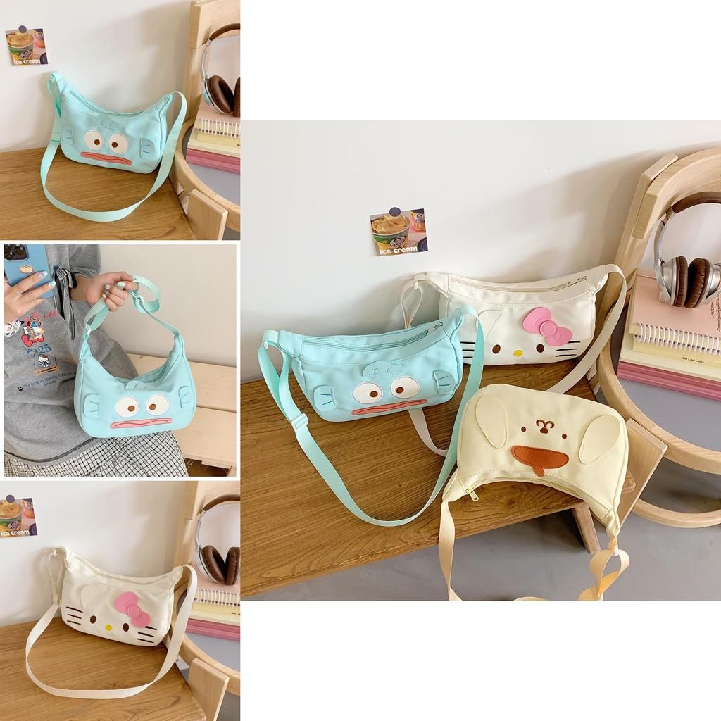 Hello Kitty Cute Cartoon Nylon Crossbody Bag With Printed Design For School And Outings