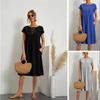 Fashionable Summer OL Cotton Lin A-Line Skirt Dress Round Neck Home Wear Women's Dress Mid-Length Sleeveless