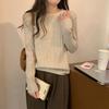 Crew Neck Knitted Top Women's Spring Soft Waxy Versatile Sweater Fashionable Twist Design Inner Bottoming Shirt
