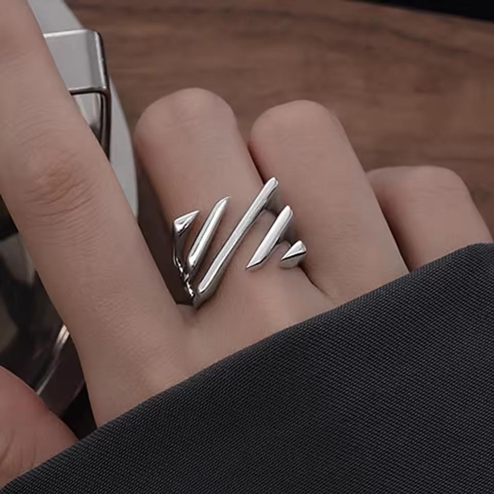 925 Sterling Silver Trend Arched Wide Ring For Female Geometry Punk Design Jewelry Asymmetric Gift Dropshipping