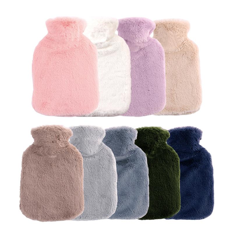 2L Water Bag Protective Case Winter Removable Plush Cover Cold-Proof Warm Faux Fur Fleece Cover Heat Preservation Covers