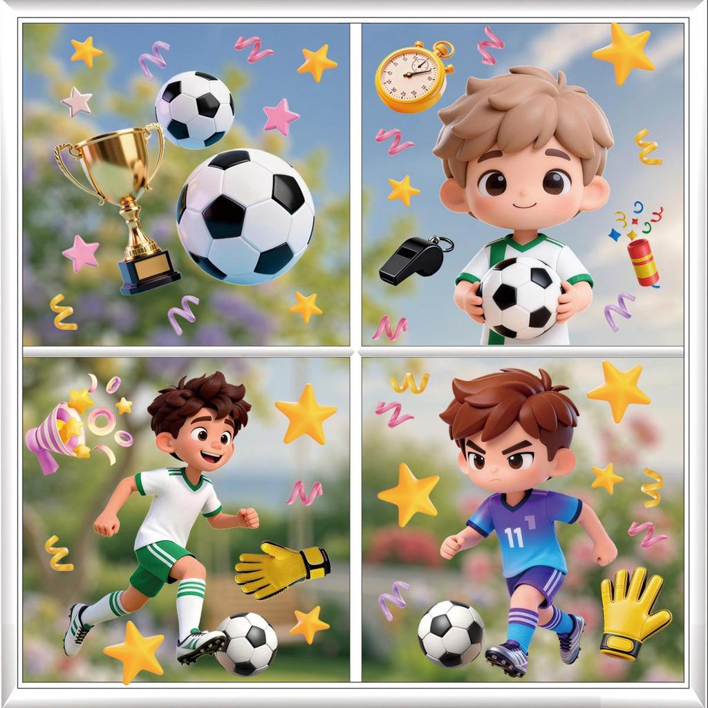 2026 World Cup Cartoon Football Wall Stickers for Kids - Electrostatic Decoration for US, Canada, Mexico