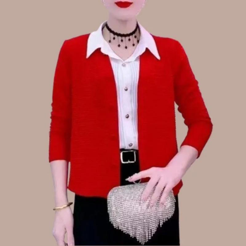 2025 Spring Autumn Temperament Fashionable Versatile Knitted Cardigan Long-sleeved Jacket Women's Autumn