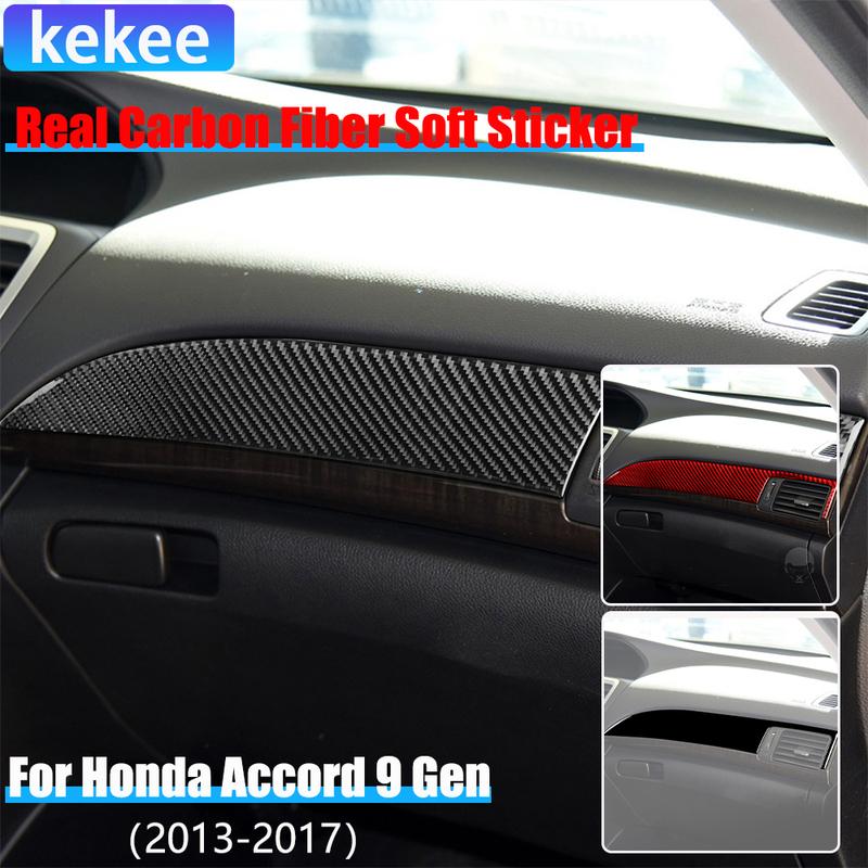 Real Carbon Fiber Car Accessories Center Console Panel Modified Cover Soft Sticker For Honda Accord 9th Gen 2014 2015 2016 2017