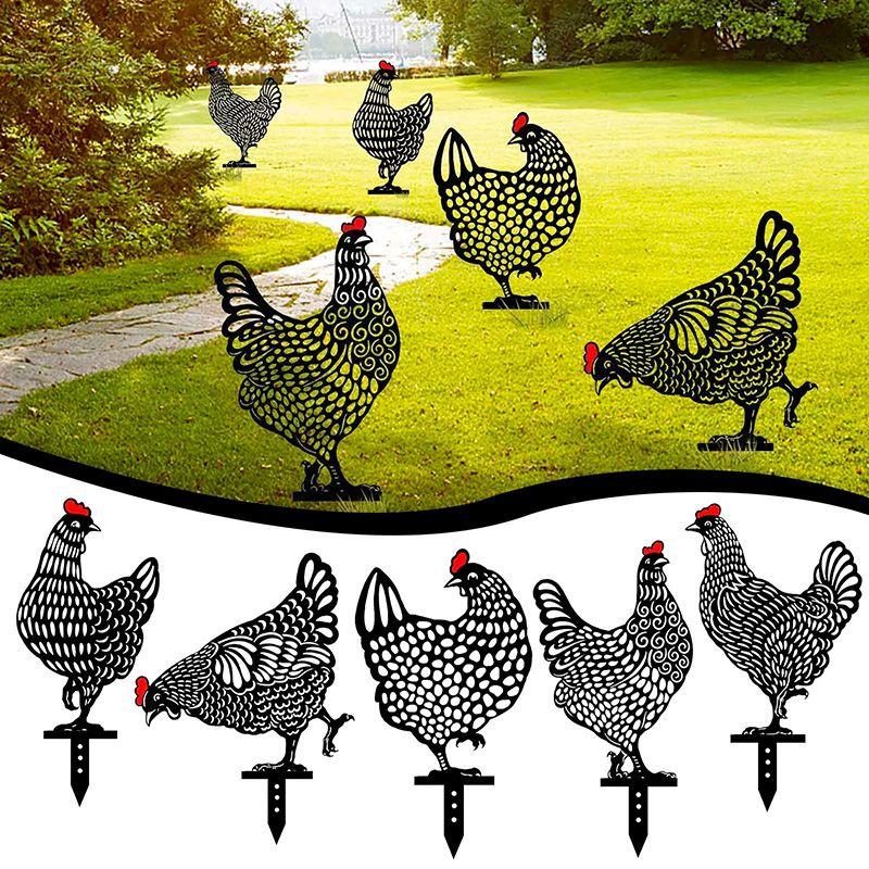 Statues Chicken Art Backyard Lawn Stakes Hen Yard Decor Garden Decor Ornament