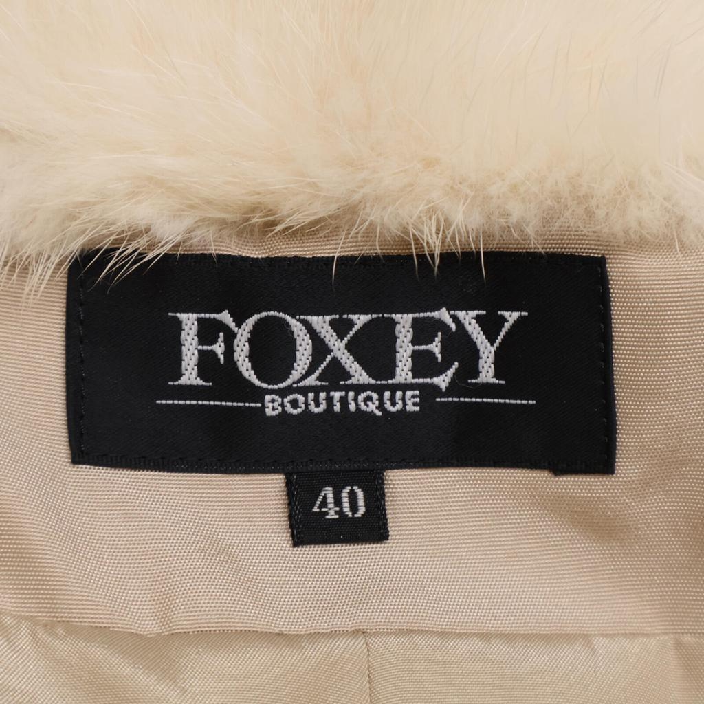 FOXEY BOUTIQUE [Good Condition] 23158 Silk X Mink Fur Waist Tuck Belted Long Coat 40 beigeUsed