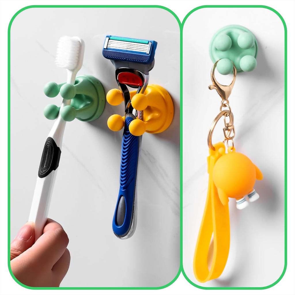 3PCS Silicone Sticky Hooks Green Crown-Shaped Design for Hanging Keys Toothbrushes Charging Cables Bath Scrubbing Towels Electrical Plugs for Kitchen