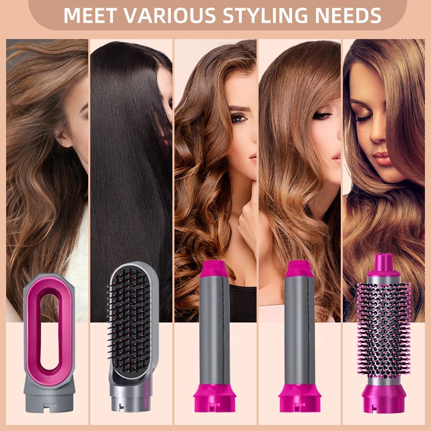 5-in-1 Multifunctional Hot Air Comb: Auto Curling Iron & Straightener Hair Dryer