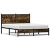 VidaXL Metal Bed Frame with Smoked Oak Headboard 140x190 Cm, Double Bed, Bedroom Furniture, Guest Bed, 4007832