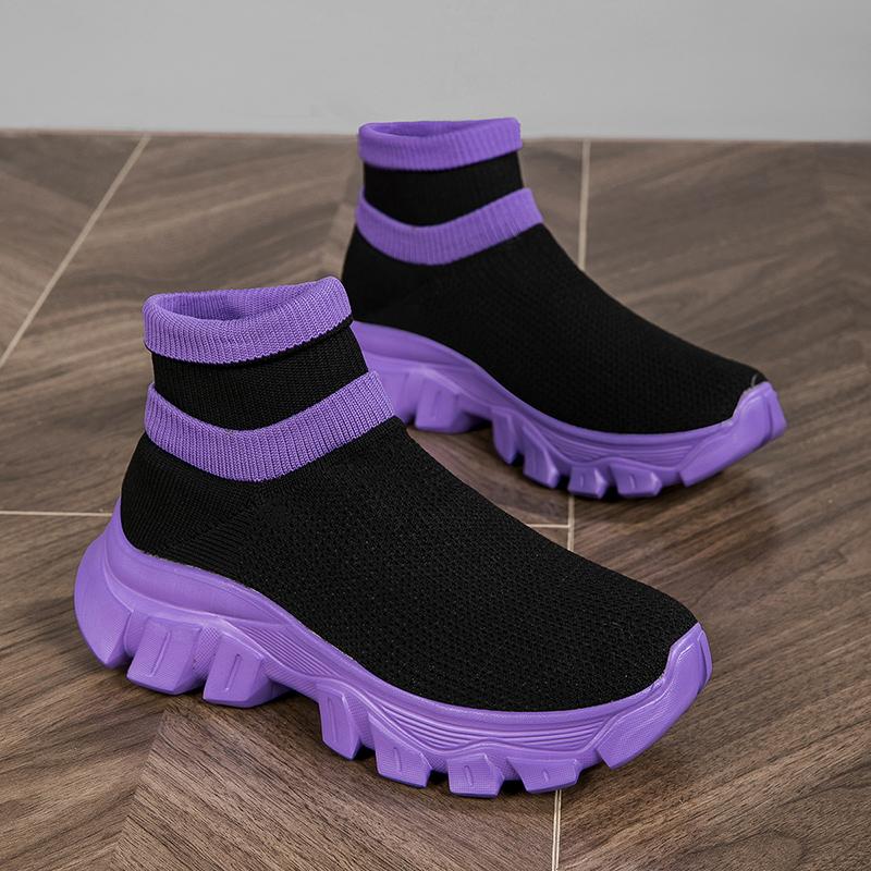 Unisex Sneakers Atmungsaktive hochelastische Socken Dicke Sohle Erhöhen Sportschuhe Damenschuhe