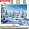 2D Flat Party Backdrop Banner - Snow Theme with Snow-Covered Pine Trees & Blue Sky, Polyester Photo Background for Wedding, Birthday & Family Party