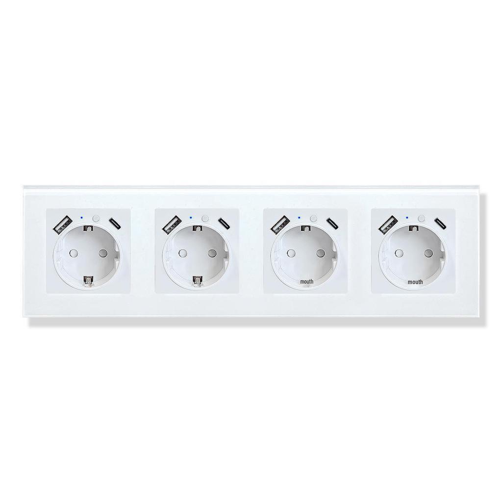 Model 153 Smart WiFi Wall Socket with Tempered Glass Panel - Alice Voice App Compatible