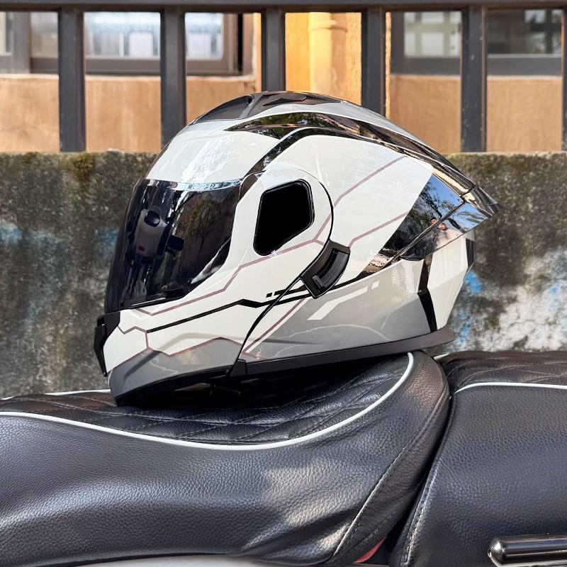 ORZ Bluetooth Flip-up Dual Visor Motorcycle Helmet for Men & Women, HD Full Face, Wingxin Certified for All Seasons.