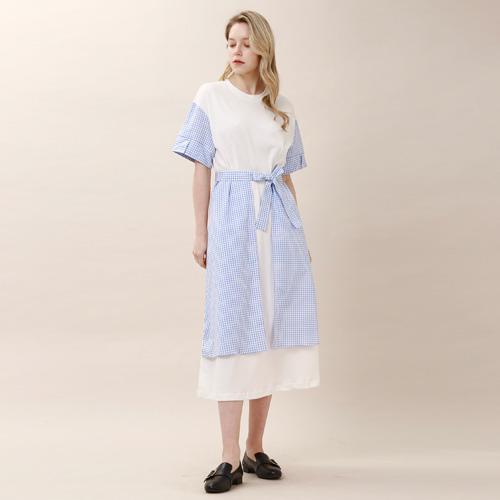 Bunderghost Color-Blocked Overskirt Long Dress (White Ivory)