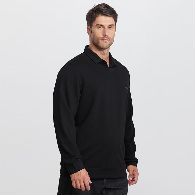 Dibenze Herren Übergröße Faux Layered Polo Sweatshirt