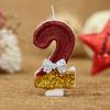 2.95-inch Red Gold Bow Digital Birthday Cake Candles Cake Candles Sparkling Wedding Baby Shower Party Decoration Cake Top Cover