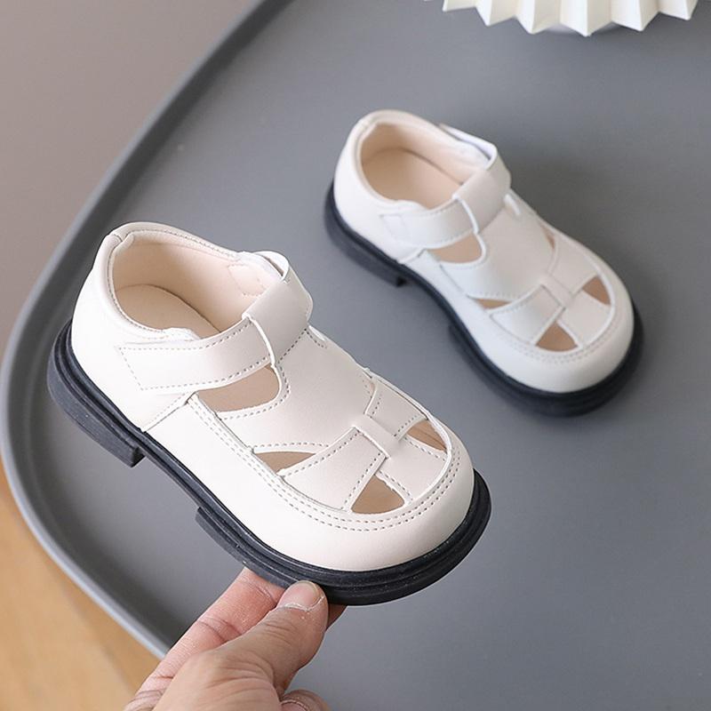 Summer Children Sandals Baby Girls Toddler Soft Non-slip Retro Hollow Breathable Design Leather Shoes Kids Beach Shoes
