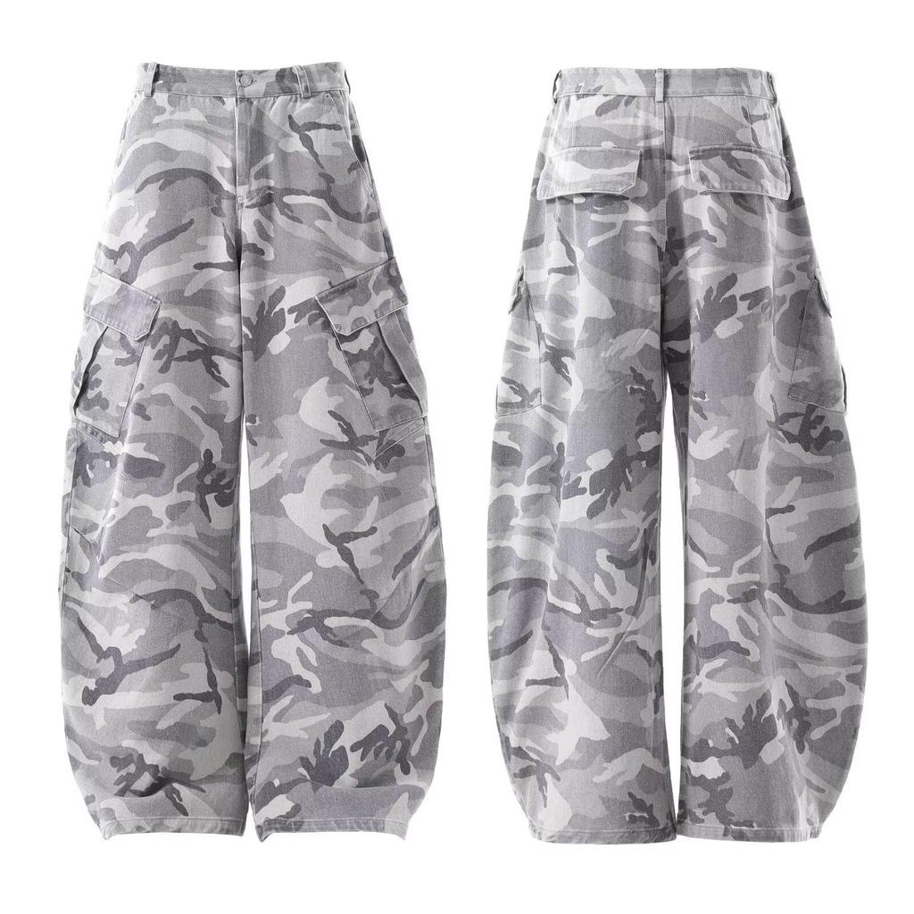 Korean Washed Wide-Leg Camouflage Paratrooper Pants