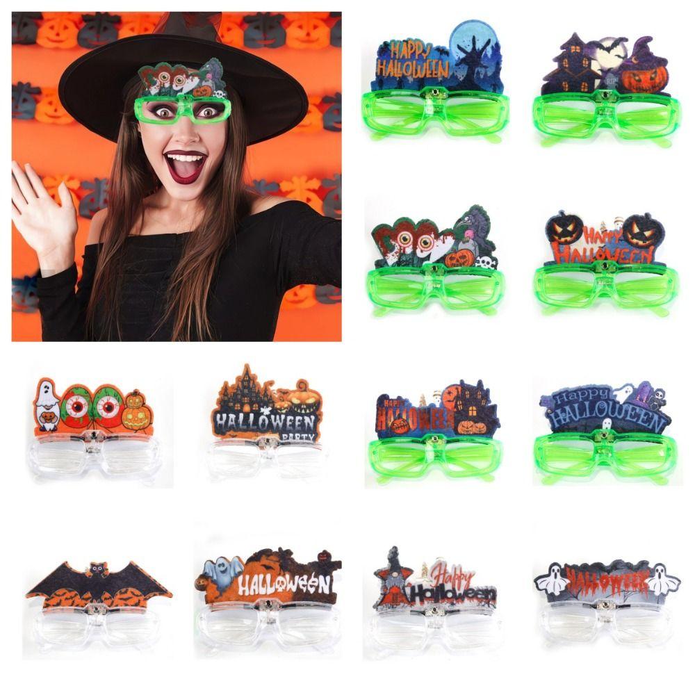LED Halloween Luminous Glasses Pumpkin Fluorescent Glasses Funny Party Glowing Glass  Toy