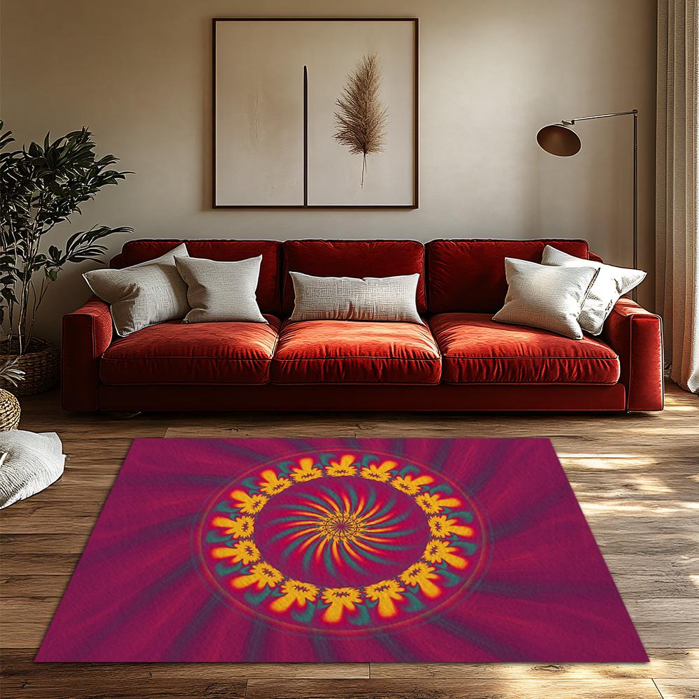Unique Abstract Area Rug Modern Non-Slip Floor Mat Home Decor Living Room Bedroom Carpet Washable Stylish Design Vibrant Colors